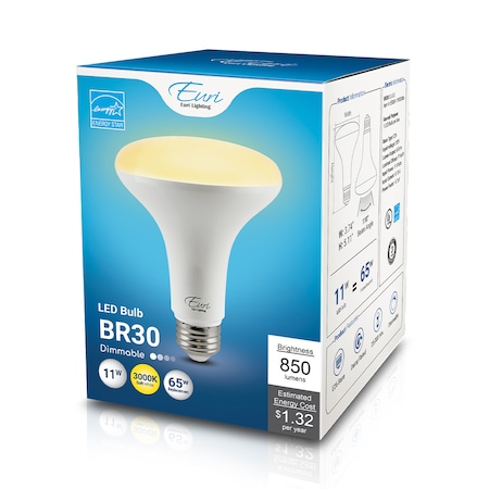 Euri Lighting LED BR30 65W Dim ES EB30-11W3000e